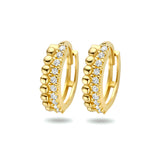 14 Karaat Geelgouden klapoorringen Bolletjes met Zirkonia - Diameter 13mm