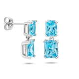 Oorhangers van Gerhodineerd Zilver met Blauw Zirkonia - Formaat 6x17mm