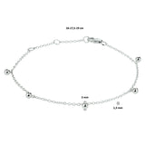 Damesarmband 1.3mm van Gerhodineerd Zilver, Bolletjes 3mm -  Lengte 16+3cm