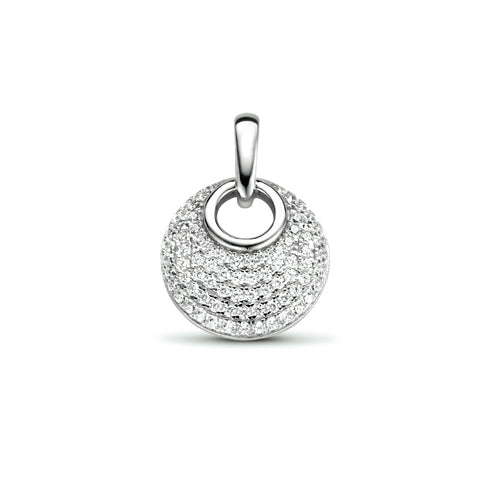Ronde Hanger met Zirkonia van Gerhodineerd Zilver - Diameter 13mm