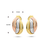 Stekeroorringen Tri Color Goud Geel-Wit en Roségoud - Diameter 11.5mm