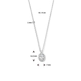 Damescollier van Gerhodineerd Zilver, Hanger met Zirkonia - Lengte 41+4cm