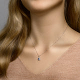 14 Karaat Witgouden Hanger met Saffier 0.14ct en Zirkonia - Formaat 8.5x10.5mm