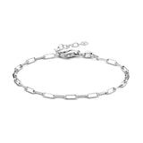 Damesarmband 2.3mm van Gerhodineerd Zilver, Paperclipschakel platte buis - Lengte 16+3cm