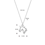 Kindercollier 0.9mm van Gerhodineerd Zilver, Anker schakel met Paardenhoofd hanger - Lengte 36+3cm