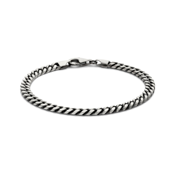 Herenarmband 5mm van Geoxideerd Zilver, Gourmet 6 zijdes geslepen - Lengte 21cm