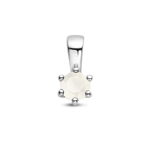 Hanger Geboortesteen April | Maansteen met Gerhodineerd Zilver - Formaat 5 x 10 mm
