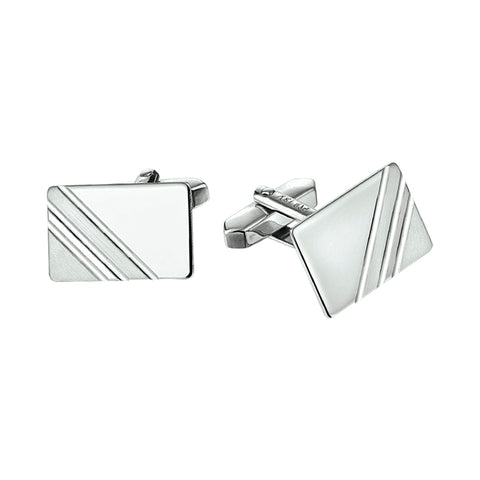 Manchetknopen Poli/Mat Gediamanteerd Zilver Gerhodineerd