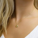 Hanger Rond Met Klavertje Goud (Geelgoud)