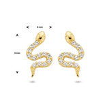 Oorknoppen Slang met Zirkonia, 14 Karaat Geelgoud - Formaat 8x5mm
