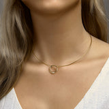 Ronde Hanger met Diamant 0.06ct - 14 Karaat Geelgoud - Formaat 17.5 x 19 mm