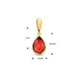 Hanger Druppelvorm 20 x 7.5 mm met Rood Granaat 2.20ct, 14 Karaat Geelgoud