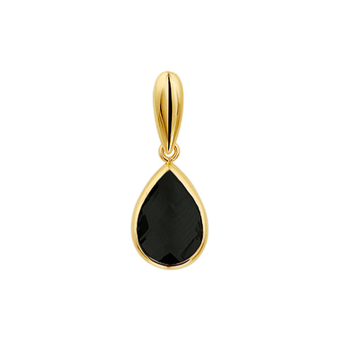 Hanger Druppelvorm 20 x 7.5 mm met Zwarte Onyx 1.68ct, 14 Karaat Geelgoud