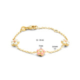 Kinderarmband 1.4mm van 14 Karaat Geelgoud met Bloemhangers - Lengte 11-13cm