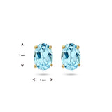 Oorknoppen Blauw Topaas 1.60ct (2x 0.80ct) 14 Karaat Geelgoud - Formaat 5 x 7 mm