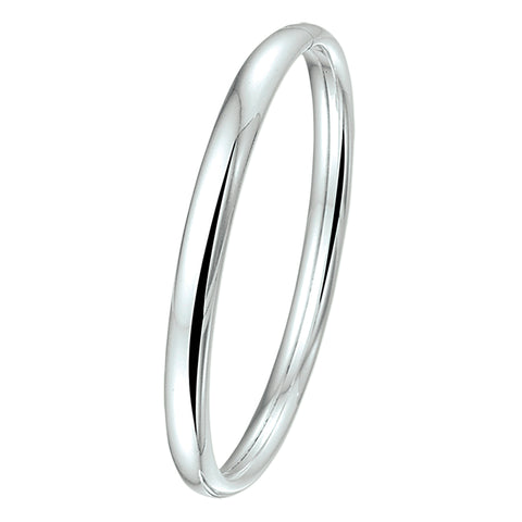 Damesarmband 3mm, Bangle van 925 Zilver Wit, Ovale buis met dopsluiting - Diameter 60mm