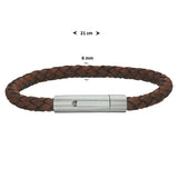 Herenarmband 6mm van Edelstaal en Leer- Lengte 21cm