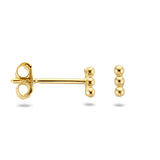 Oorknoppen Drie Bolletjes van 14 Karaat Geelgoud - Formaat 1.5x4mm