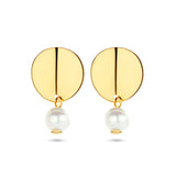 Oorknoppen Rond met Zoetwaterparel 4.5mm, 14 Karaat Geelgoud - Formaat 9.5x16mm
