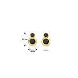 14 Karaat Geelgouden Oorknoppen met Zwart Zirkonia - Formaat 2.5x4mm