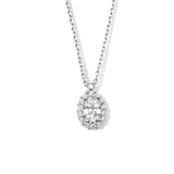 Damescollier van Gerhodineerd Zilver, Hanger met Zirkonia - Lengte 41+4cm