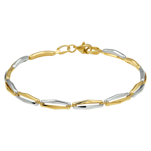 Damesarmband 4mm van 14 Karaat Goud - Bicolor Geelgoud/Witgoud, Choker Stijl - Lengte 19cm