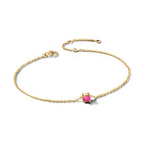 Damesarmband van 14 Karaat Geelgoud met Geboortesteen Roze Toermalijn Oktober - Lengte 15.5+3cm