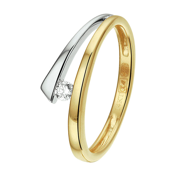 Ring Diamant 0.052ct H Si Goud (Bicolor Goud Geel/Wit)