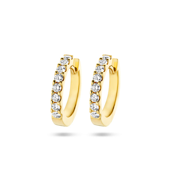 Klapoorringen met Diamant 0.50ct (2x 0.25ct) van 14 Karaat Geelgoud