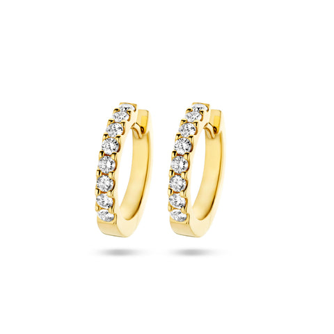 Klapoorringen met Diamant 0.50ct (2x 0.25ct) van 14 Karaat Geelgoud