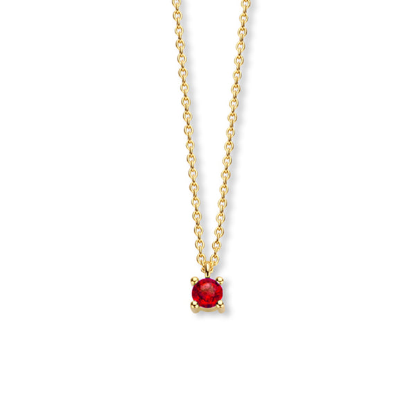 14 Karaat Geelgouden collier lengte 40cm+4 - Geboortesteen Robijn Juli