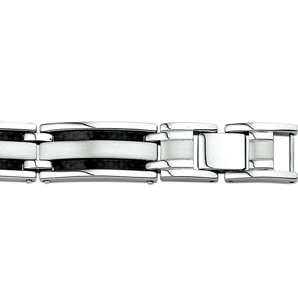 Herenarmband 13mm van Edelstaal en Carbon - Lengte 20+2cm