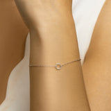 Damesarmband van Gerhodineerd 925 zilver met zeshoekige charm - Lengte 16.5+1.5cm