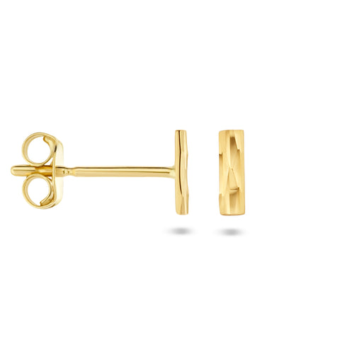 Oorknoppen Balkje van Gediamanteerd 14 Karaat Geelgoud - Formaat 1.5x5mm
