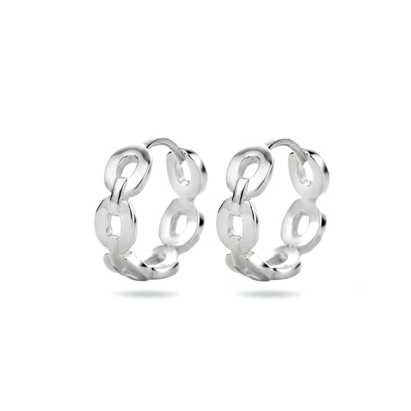 Klapoorringen met een Schakelmotief van Gerhodineerd Zilver - Formaat 3.5x12mm