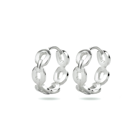 Klapoorringen met een Schakelmotief van Gerhodineerd Zilver - Formaat 3.5x12mm