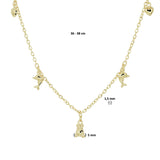 Geelgouden collier lengte 36cm+2 - Vijf Bedels, Hart, Beer, Dolfijn - Anker 1.5 mm - 14Krt. Goud