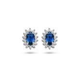 Oorknoppen van Gerhodineerd Zilver met Synthetische Saffier en Zirkonia - Formaat 6.5x8.5mm