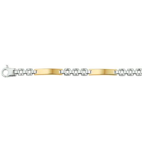Damesarmband 4mm - 14 Karaat Goud - Bicolor Geelgoud/Witgoud - Panter Schakel - Lengte 19cm