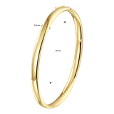 Damesarmband 5mm, Bangle van 14 Karaat Geelgoud, Ovale buis met scharnier - Diameter 60mm