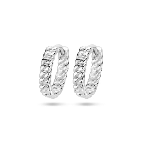 Klapoorringen met een Schakelmotief van Gerhodineerd Zilver - Formaat 3x13.5mm