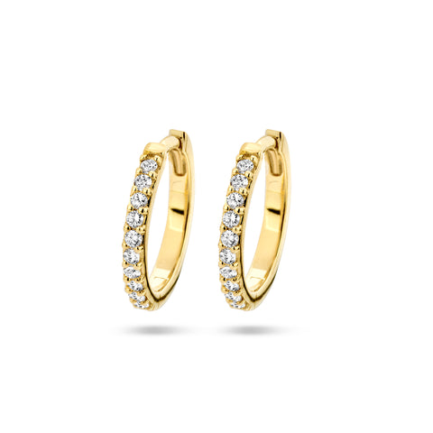 14 Karaat Geelgouden Klapoorringen met Diamant 0.23ct (2x0.115)