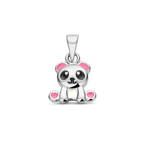 Hanger Panda 9.5 x 15 mm met emaille, van Gerhodineerd Zilver