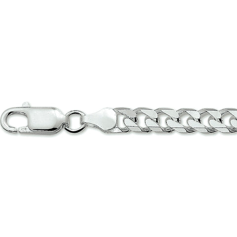 Zilveren collier lengte 50 cm - Gourmet 6 Zijdes Geslepen 6,0 mm - Zilver Wit