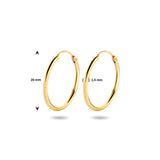 Oorringen van 14 Karaat Geelgoud met Ronde Buis 1.5mm - Diameter 20mm