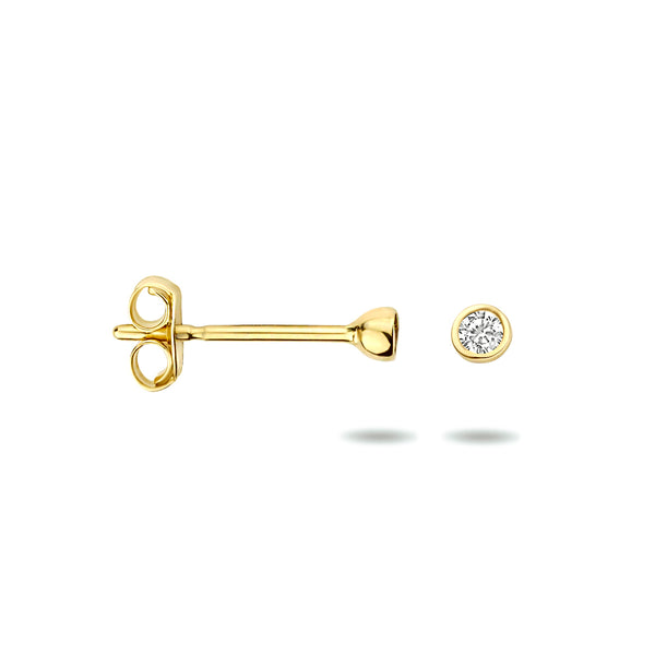Ronde Oorknoppen met Zirkonia, 14 Karaat Geelgoud - Diameter 2.5 mm