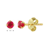 Oorknoppen met Robijn 0.32ct (2x 0.16ct) 14 Karaat Geelgoud - formaat 3 mm