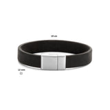 Herenarmband 12mm van Edelstaal en Leder - Lengte 19cm