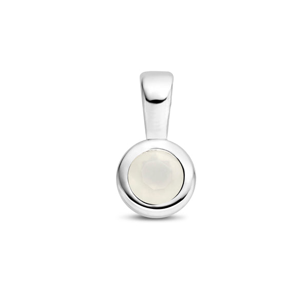 Hanger Geboortesteen April | Maansteen met Gerhodineerd Zilver - Formaat 5.5 x 11 mm
