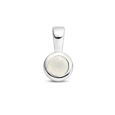 Hanger Geboortesteen April | Maansteen met Gerhodineerd Zilver - Formaat 5.5 x 11 mm
